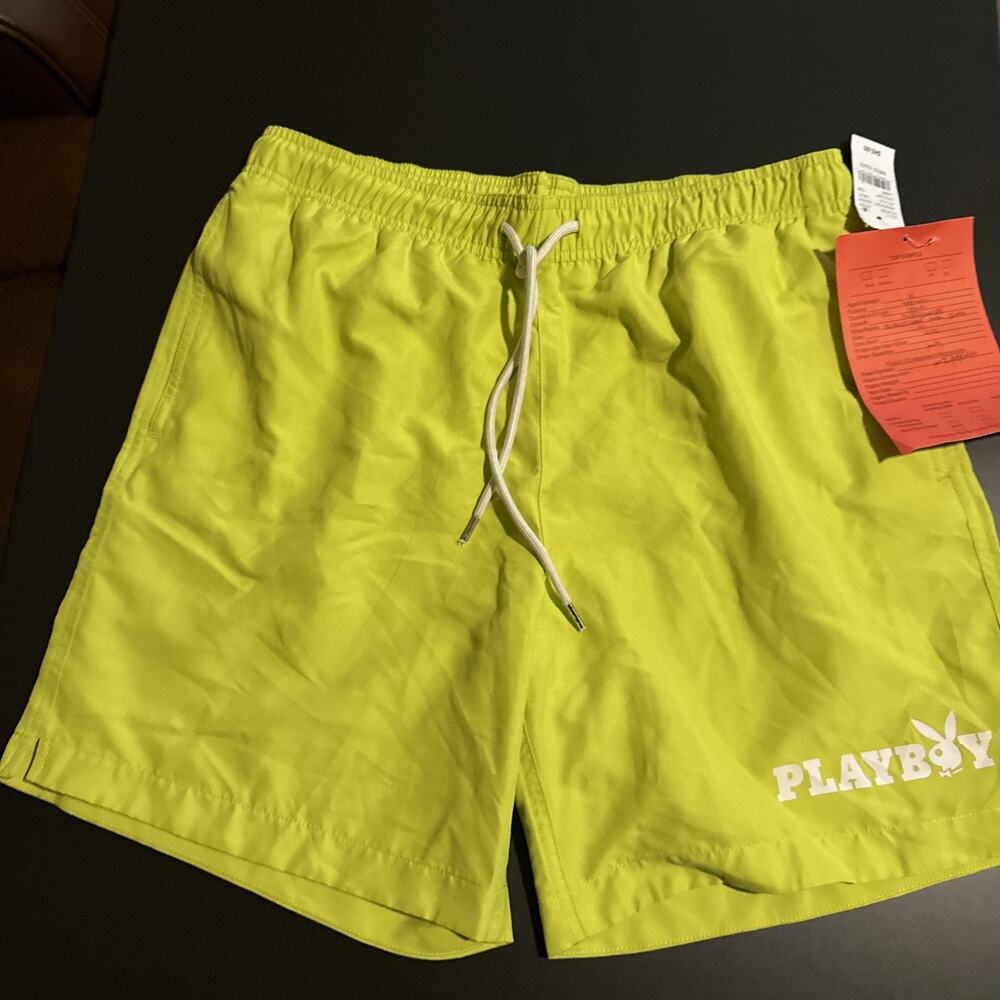 Playboy by Pacsun Men’s Swim Trunks Mesh Pockets Green Sz Med. NWT